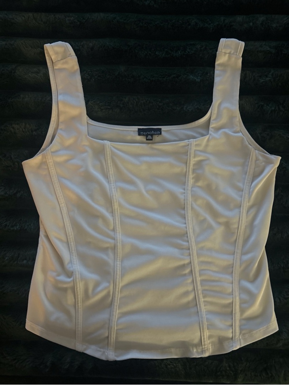 Zenobia White Satin Tank Top